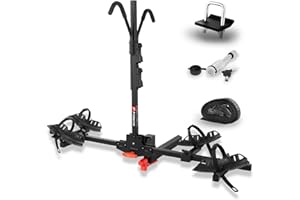 FORWODE 2" Hitch Mount Bike Rack Fits Up to 180 lbs Capacity Bicycle Carrier Platform for Car SUV Truck Standard and Fat Tire Electric Bike Rack Quick Release Tilting with Locking Hitch and Bike Lock
