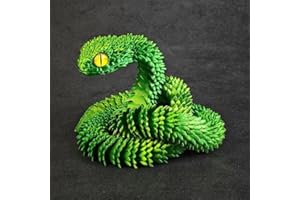 TITIC 3D Printed Snake Animals Toys, Articulated Flexible 3D Printed Viper Fidget Toy, Realistic Slithering Design, Home Office Executive Desk Decor (Green, 12 in)