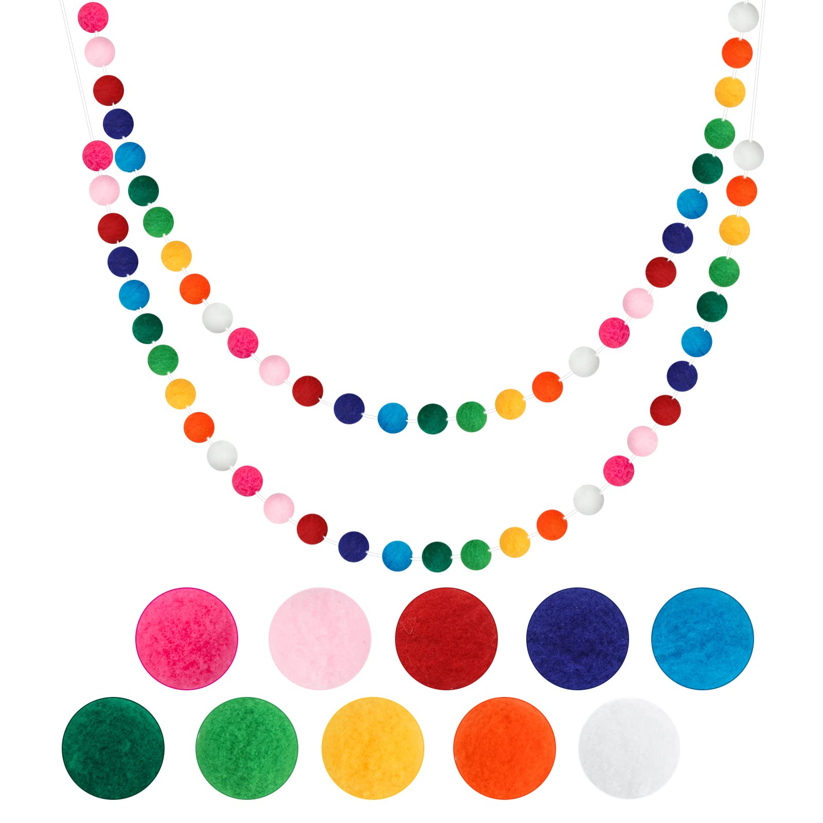 G2PLUS 2PCS Pre-strung Felt Pom Pom Garland, Nursery Decor with 60 Balls, Perfect for Bedroom, Classroom, Birthday Parties — image 1