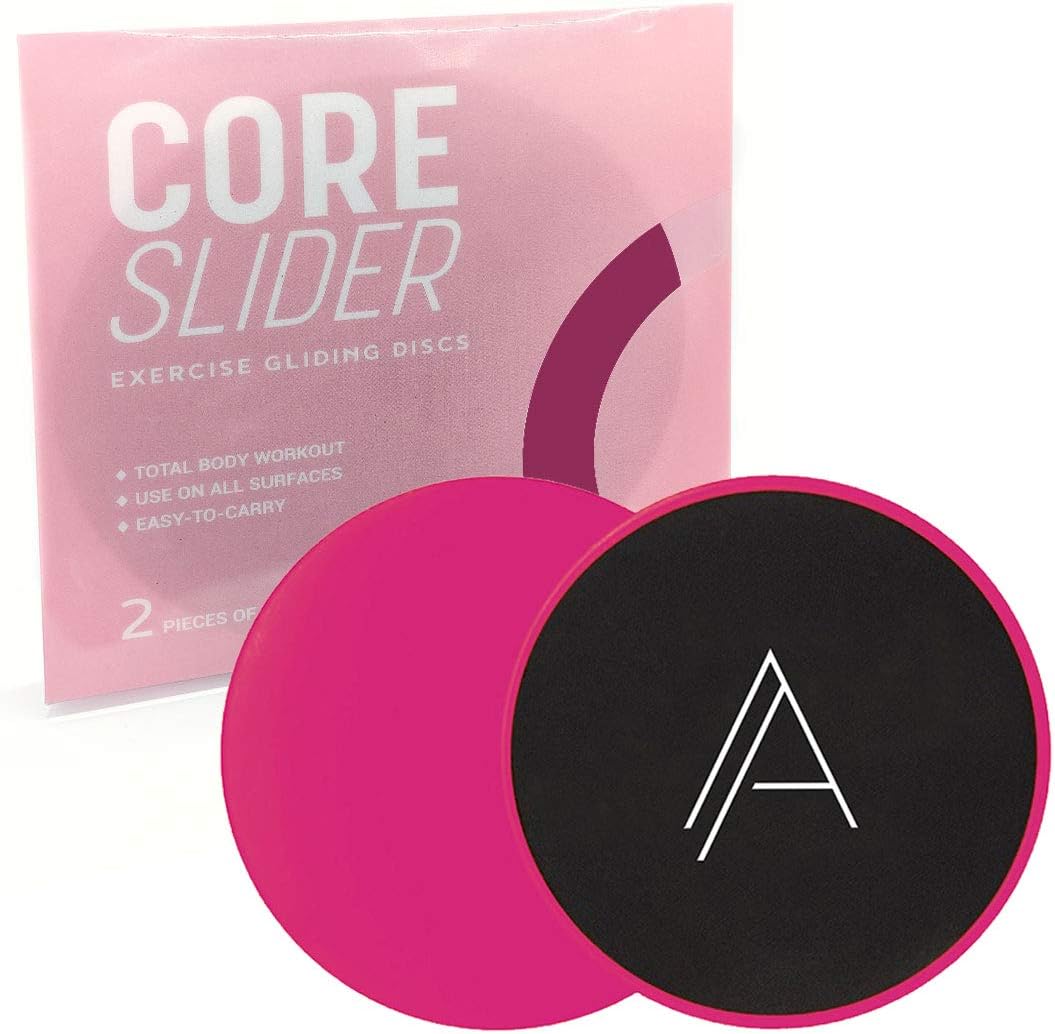 Adelyn Active 2 x Dual Side Core Sliders Gliding Discs Exercise Gear for Abdominals Strengthening Exercises, Fat Burning and Balance. Perfect for Gym, Home, Yoga | Includes Carry Bag (Pink)