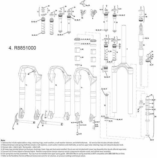 RockShox Bushing kit, 05+ Reba, Pike, Tora, Recon, Revel, Argyle Bike Forks