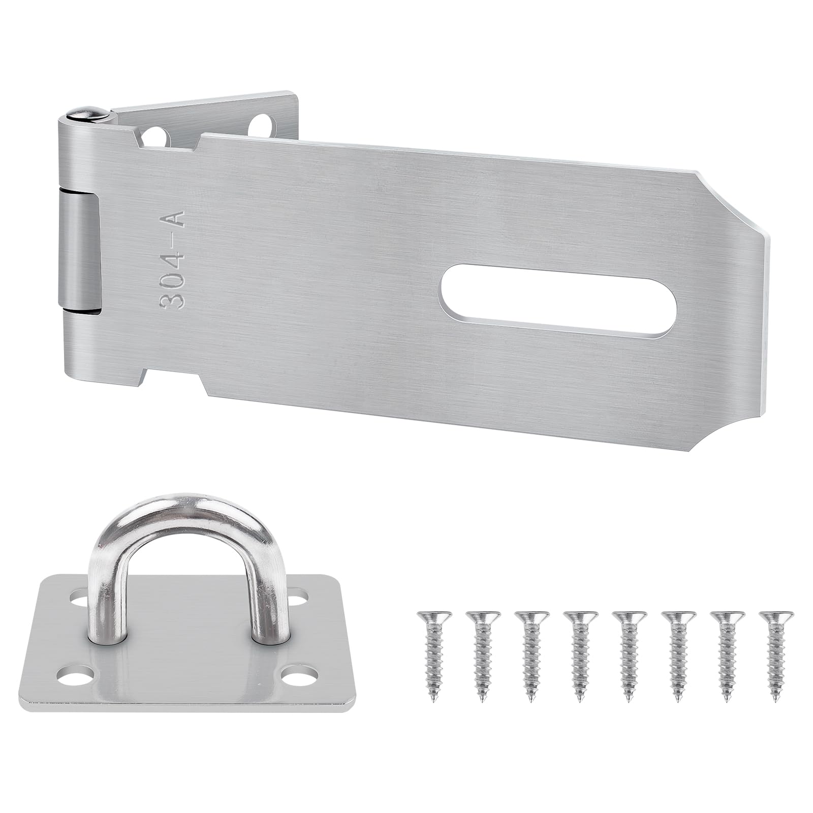 Yeepeo Padlock Hasp and Staple 4 Inch, Stainless Steel Shed Lock Hasp Heavy Duty Shed Door Latch Clasp Lock Padlock Staple Gate Lock Latch Security Hasp Staple Lock for Door Shed Window Cabinet