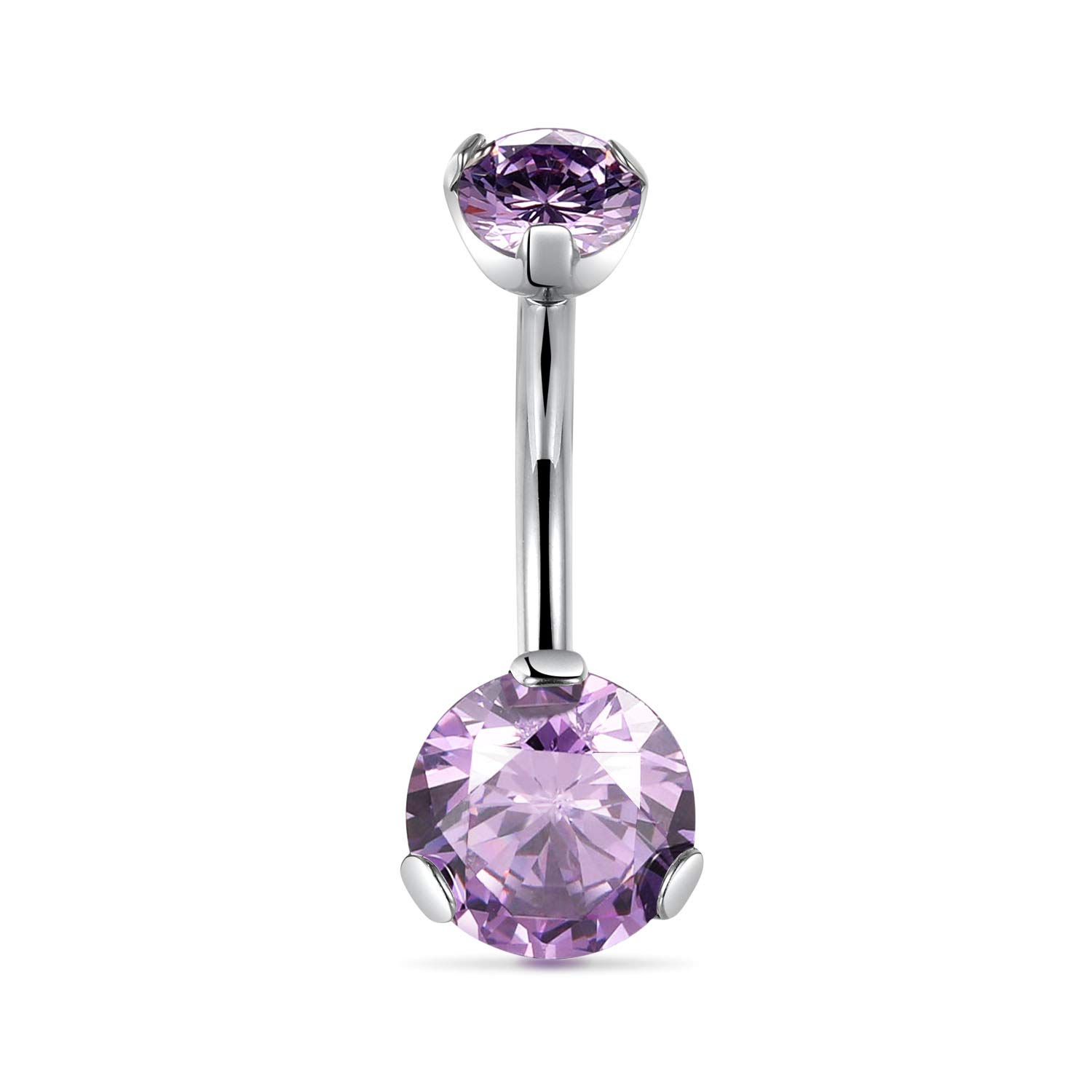 hengkaixuan Titanium Belly Button Ring with Double Purle CZ 14G 10mm 3/8inch Internally Threaded Navel Piercing Jewellry