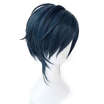 Netgo Wigs For Men Short Straight Layered Navy Blue Heat Resistant