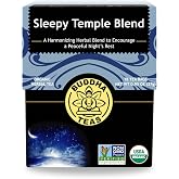 Buddha Teas Organic Sleepy Temple Blend - Herbal Tea, Caffeine Free | 18 ct. Microplastic Free. Gentle floral herbs with soft mint notes.