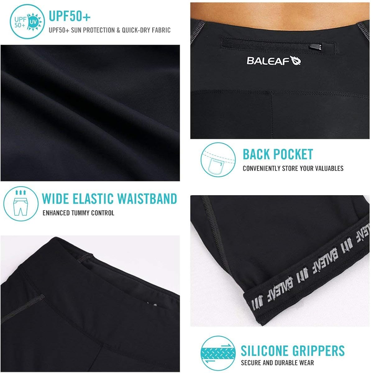 BALEAF Women's 3D Padded Cycling Pants Bike Shorts Capris Breathable 3/4 Tights UPF 50+ : Clothing