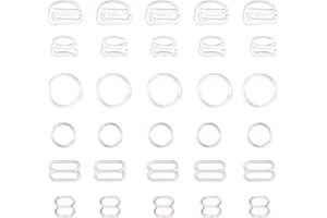 Sowaka 60 Pcs Bra Strap Hooks Nylon Different Styles Multi Size Small Sewing Halter Bikini Bathing Suit Clip Adjustment Sliders Hooks for Replacement Bra Strap Swimsuit Tops Lingerie (Clear)