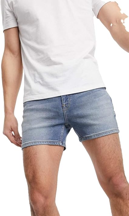 Amazon エイソス デニム ハーフパンツ 短パン ショート ショーツ ハーフ パンツ メンズ Asos Design Skinny Denim Shorts In Mid Was 並行輸入品 ショートパンツ 通販