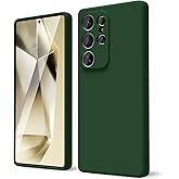 oakxco for Samsung Galaxy S25 Ultra Case Silicone, Thin Slim Grip Soft Rubber Gel Protective Phone Case for Women, Matte Plain Solid Color Aesthetic Cute Girly Case with Camera Cover, Dark Green