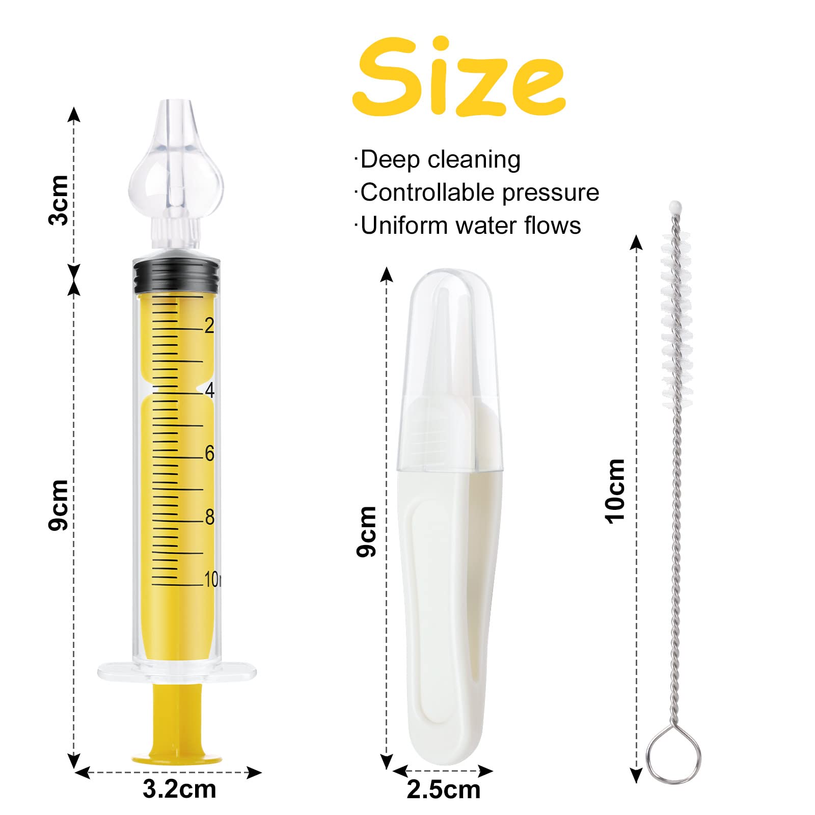 Baby Nasal Irrigator, 4PCS Nasal Syringe for Baby, Syringe Nasal Irrigator with Tweezers & Cleaning Brush, Baby Nasal Aspirator with Silicone Nasal Suction Tips Portable Baby Nasal Syringe