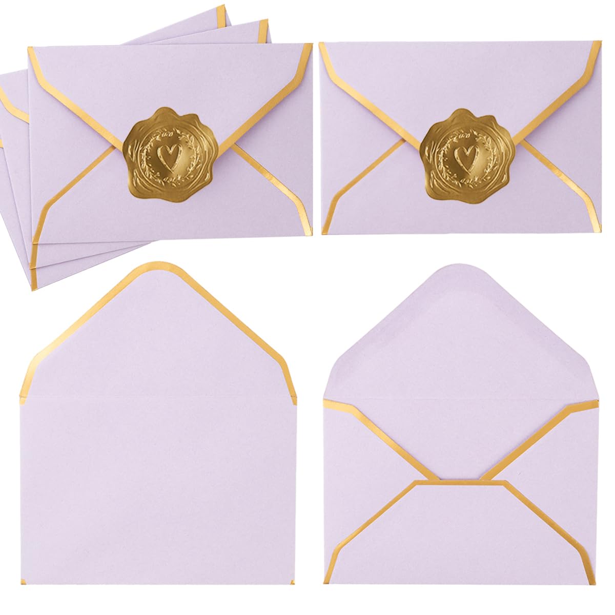 Photo 1 of 100 Pieces Mini Gift Card Envelopes Colorful V Flap Small Envelopes with Gold Border for Blank Note Cards, Business Gift Cards (Violet, 4 x 2.7 Inches)