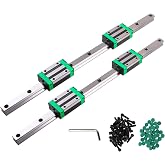 ANWOK Linear Guide Rail 2PCS HGR20-600mm(23.6 inch) Bearing Guide and 4PCS HGH20CA Square Carriage Slide Block CNC Parts for DIY CNC Routers Lathes Mills