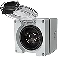 STARELO 30 Amp Generator Power Inlet Box NEMA L14-30P,125/250 Volt 7500W, Outdoor dustproof and Weatherproof for generators, 