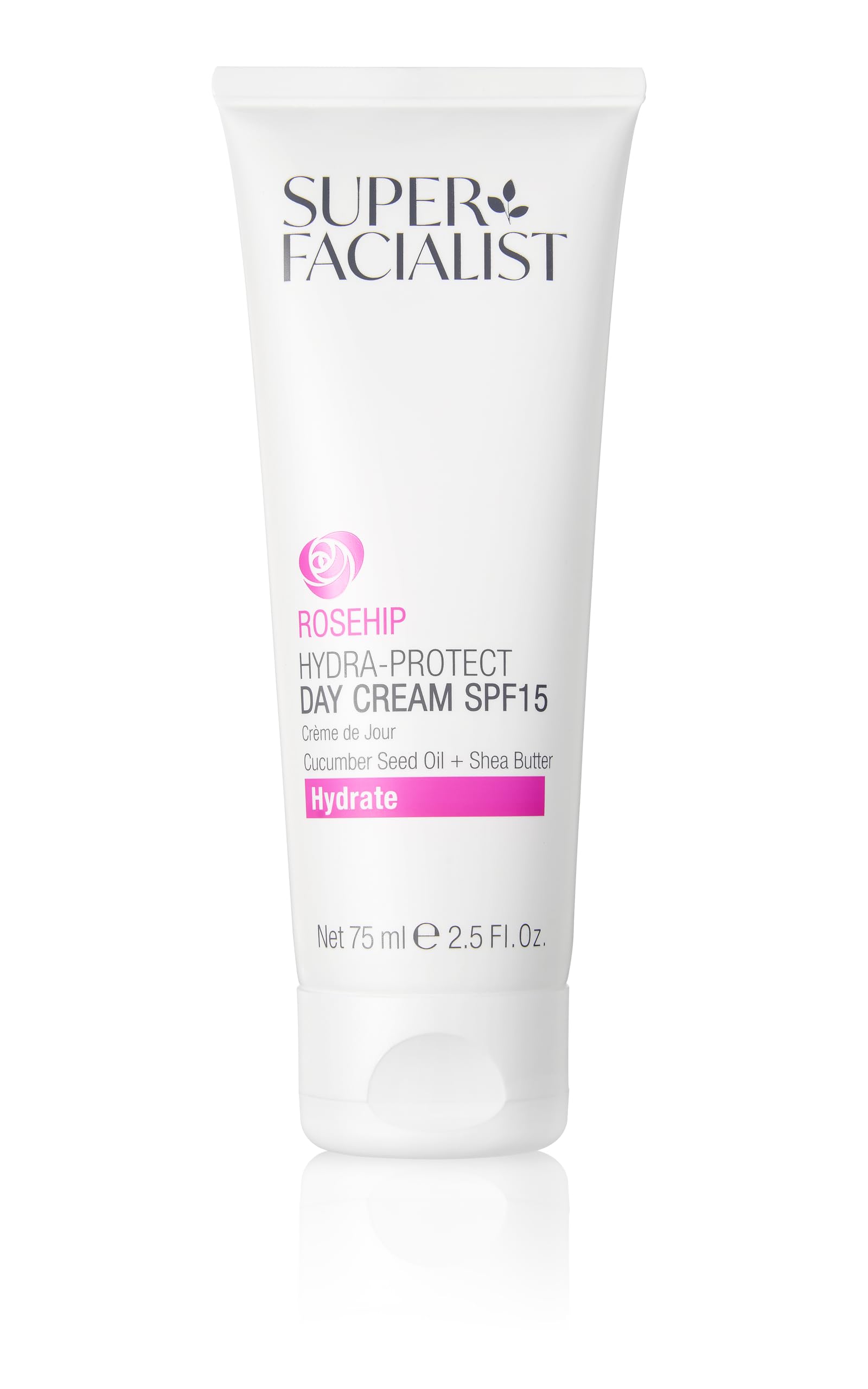Super Facialist Rosehip Hydrate Radiance Day Cream SPF15, Formulated with UV filters to Protect and Hydrate, 75 ml