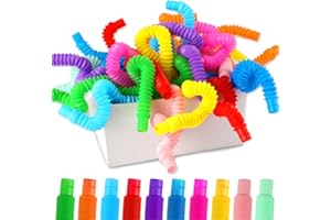 SIWARM 72Pack Pop Tubes, Fidget Sensory Toys Party Favors for Kids 4-8 8-12 Anxiety Stress Relief Toys Treasure Box Prizes Goodie Bag Stocking Stuffers Birthday for Toddlers Boys Girls