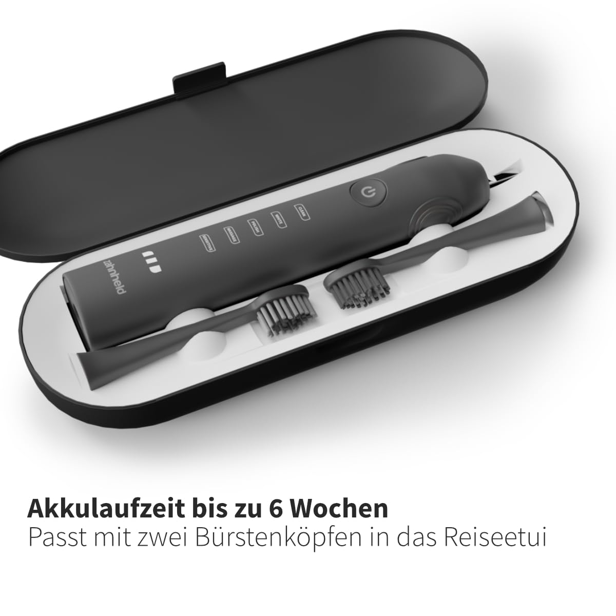 Zahnheld® Elektrische Schallzahnbürste GERO G2 | Bewährte Qualität mit Bürstenkopf & Etui | schwarz 4