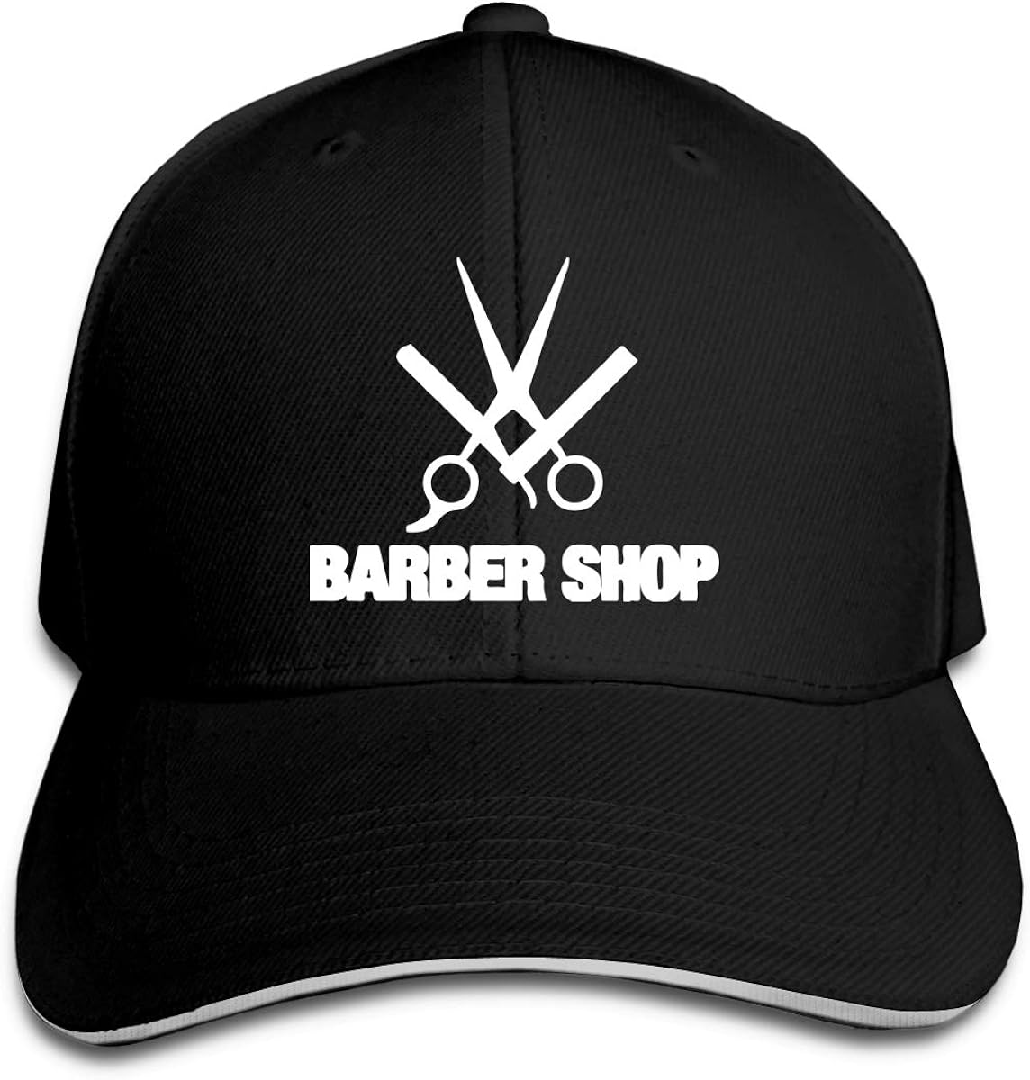 Barber Shop Unisex Adjustable Peaked Sandwich Cap Dad Hat Black at