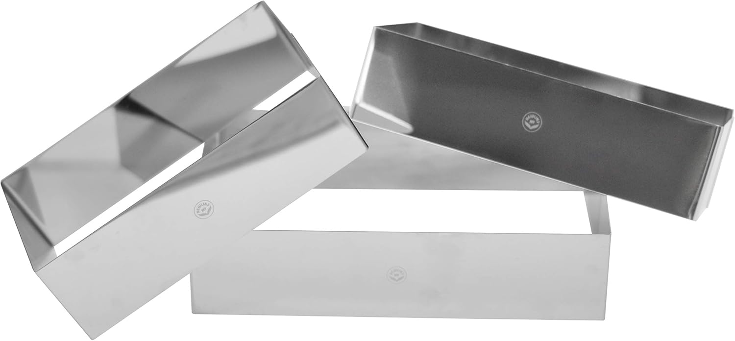 NEWLINE NY Stainless Steel 3 Sizes Rectangular Molding Forming Layering Cake Pastry Rings, 3-in-1 Set