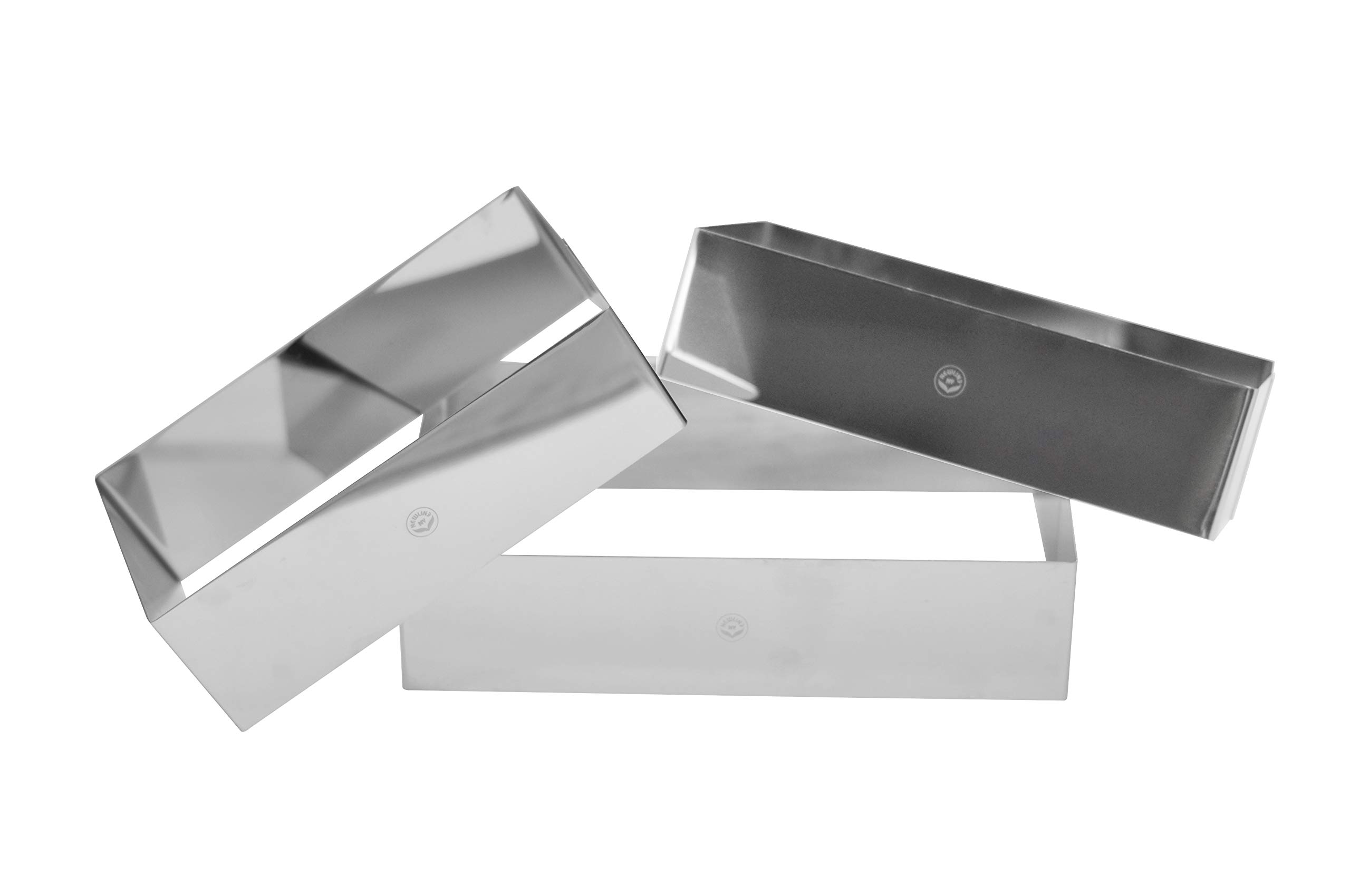 NEWLINE NY Stainless Steel 3 Sizes Rectangular Molding Forming Layering Cake Pastry Rings, 3-in-1 Set