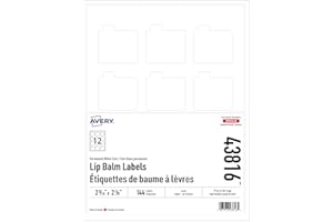 Avery Lip Balm Labels with Perforated Security tab, 2-3/16" x 2-1/8", Permanent Adhesive, 144 Waterproof Durable Film Labels,