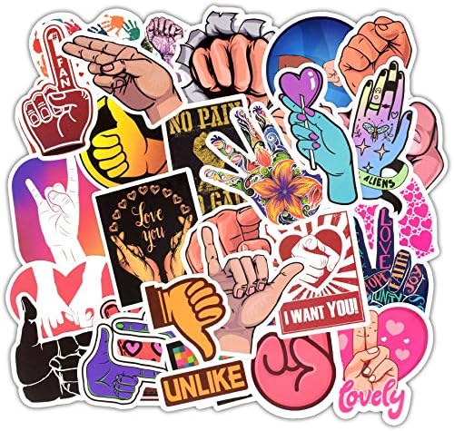 Ratgoo 50 Pcs Cute Cool VSCO Hand Finger Gesture Stickers to Boys Teens Kids Girls Women Adult Funny Laptop Water Bottle Computer Mac Phone Case Skateboard Luggage Air Conditioner Stickers