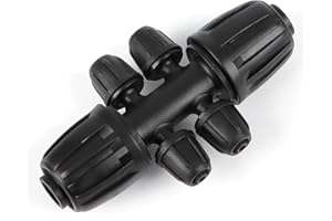 RedChili 12 Pcs 1/2" to 1/4" Drip Irrigation Fittings, Dripline 1/2 Inch (1/2" ID x0.6-0.65" OD) to 1/4 Inch Reducing Tee Adapter Drip Tubing Barbed Lock Nuts 1/2" to 1/4" Irrigation 6 Way Connectors