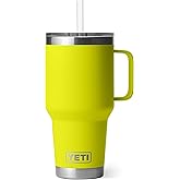YETI Rambler 35 oz Tumbler with Handle and Straw Lid, Travel Mug Water Tumbler, Vacuum Insulated Cup with Handle, Stainless Steel, Firefly Yellow