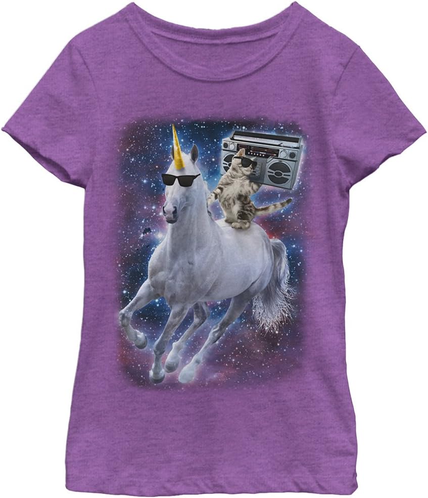Lost Gods Boombox Cat and Unicorn Space Song Girls Graphic T Shirt - Lost Gods
