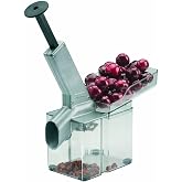 Westmark Kirschomat Cherry Pitter &ndash; High Capacity Cherry Stoner, 33 lbs/Hour, Stainless Steel Plunger, Large Pit Container, Manual Cherry Seed Remover, Ideal for Pies, Canning, Silver/Black