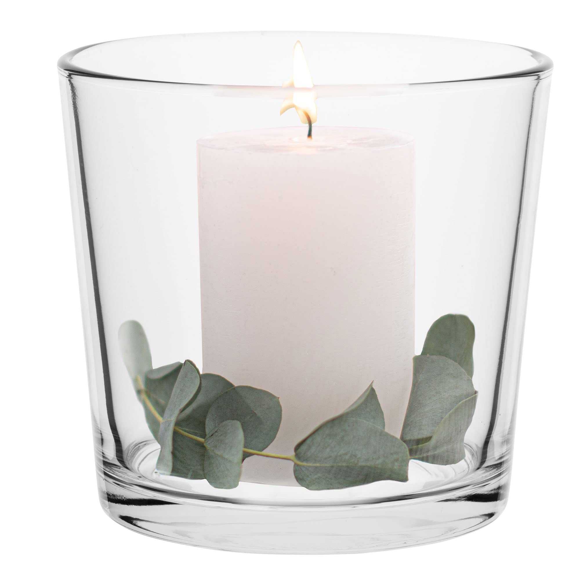 Trend For Home Candle Holder 16 cm Candle Container Glass Vase for Flowers Large Glass Vase Flower Vase Transparent Vase Deco Vase for Flowers Decorations for Living Room, 2395 ml, ⌀ 17.2 cm, Tansy