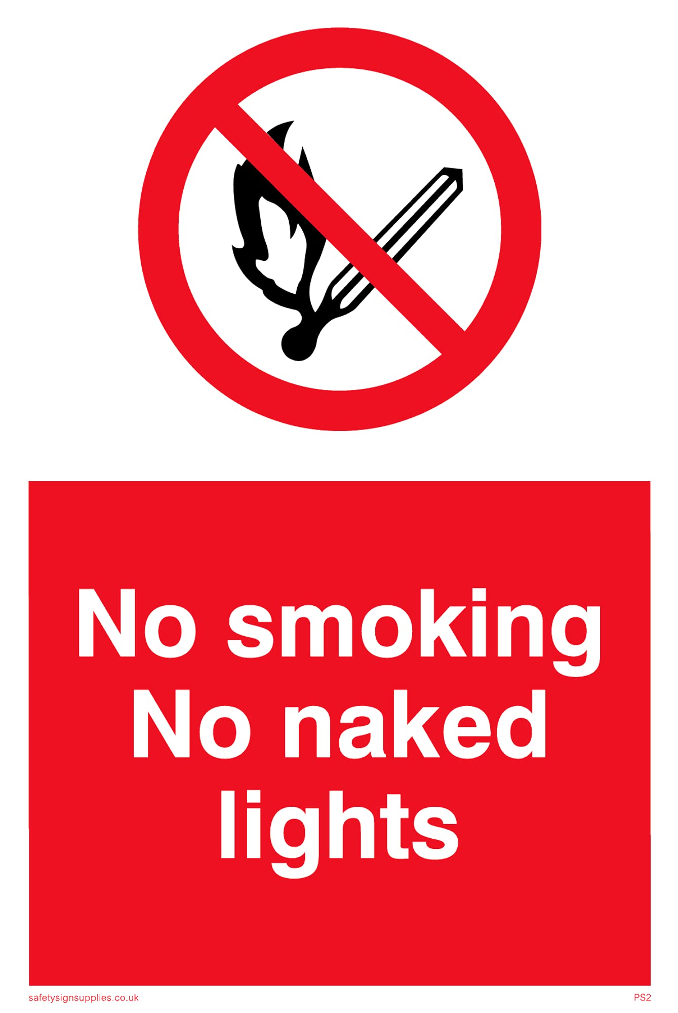 Pack of five - No Smoking No Naked Lights Sign - 100x150mm - A6P