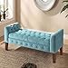HomePop Velvet Tufted Storage Bench Settee with Hinged Lid, Teal