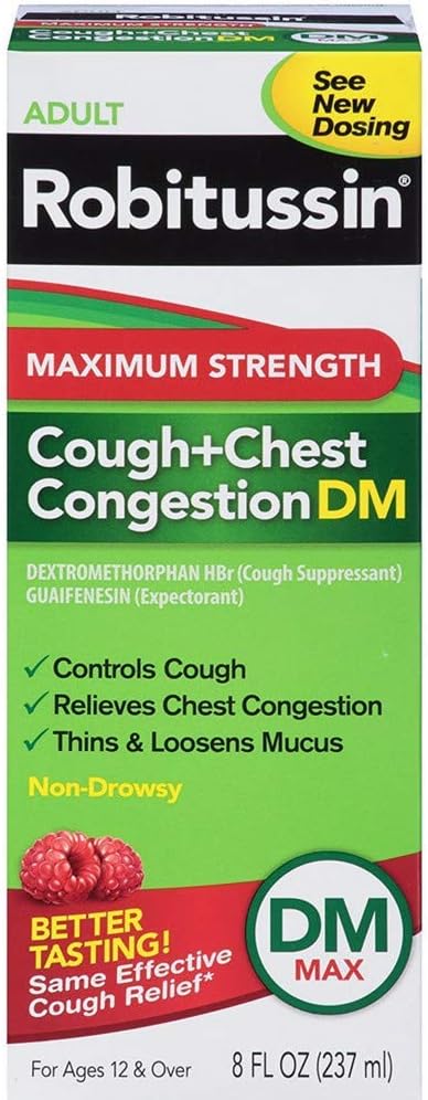 Robitussin DM Adult Maximum Strength Non-Drowsy Cough & Chest Congestion Relief (8 fl. oz. Bottle)