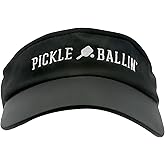Pavilion Gift Company Pickle Ballin’ -Unisex Adult Dri-Fit Visor with Adjustable Strap Sun Pickleball, Black & White