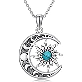 ZPMMPZ Sun and Moon Necklace 925 Sterling Silver Sun Moon Pendant Gemstone Jewelry Gifts for Women