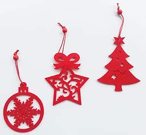 SJ JS justshopping Juego de 9 Percha de Fieltro Rojos navideños