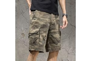 Men’s Camouflage Cargo Shorts Relaxed-Fit Cotton Fabric with Multi-Pockets for Summer Wear Outdoor Activities Casual Outings