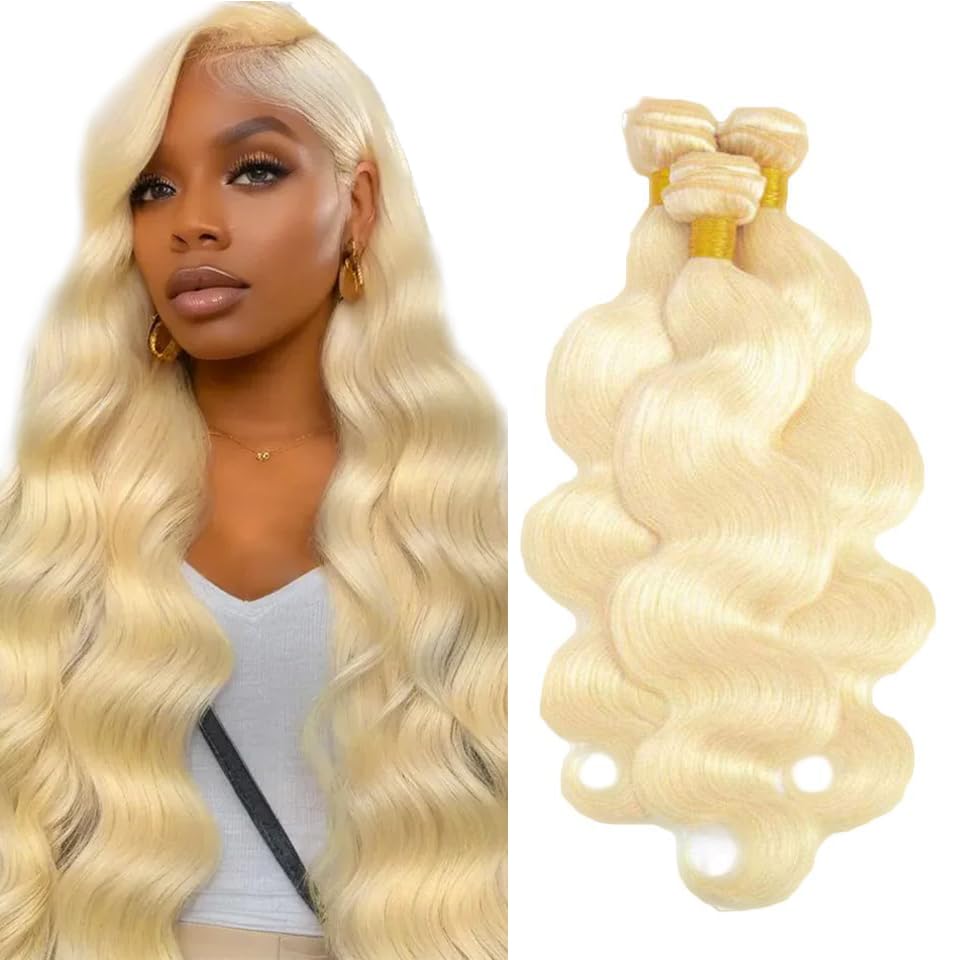 Photo 1 of 613 Blonde Bundles Human Hair Body Wave Human Hair Bundles 24 26 28 Inch Brazilian Hair 3 Bundle Honey Blonde Unprocessed Virgin Remy Hair Extensions 50 Gram Per Bundle