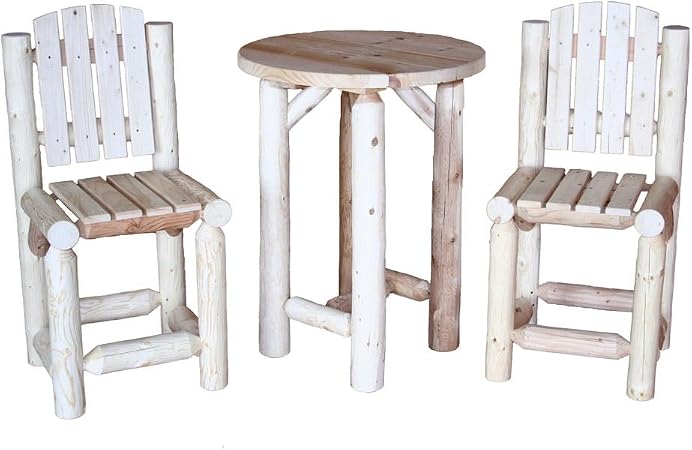 Amazon Com Lakeland Mills Cf2718 Cedar Log Balcony Table W 2 Chairs Outdoor And Patio Furniture Sets Garden Outdoor