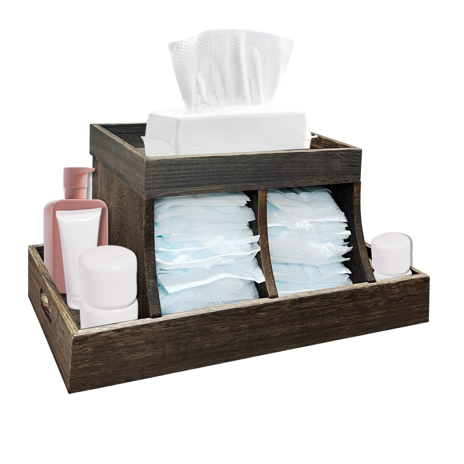 Photo 1 of YEXEXINM Diaper Caddy Organizer - Durable Wooden Changing Station Table with Diaper Storage for Wipe Dispenser, Wipe Warmer and Other Diapering Essentials