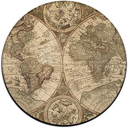 4-Feet Round Area Rugs, Soft Shag Old World Map Globe Carpet Round Carpet Floor Mat For Living Room Bedroom Home Any Floor &amp; Carpet
