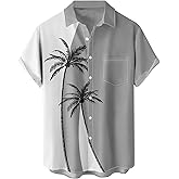 WRITKC Tropical Shirts Button Down Holiday Casual Hawaiian Short Sleeve Men Loose Beach Shirts