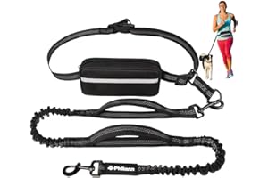 Philorn Hands Free Dog Leash with Pouch, Adjustable Waist for Walking, Running, Jogging, Hiking - Medium Large Dogs - Dual Handles and Durable Bungee