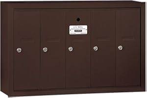 Salsbury Industries 3505ZSU Surface Mounted Vertical Mailbox with USPS Access and 5 Doors, Bronze
