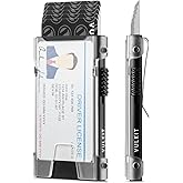 VULKIT Minimalist Wallet for Men, Pop Up Slim RFID Blocking Card Wallet, Metal RFID Credit Card Holder for Men, Aluminum Cardholder With ID Window, Thin Mens Wallet For Cards, Compact, Cool