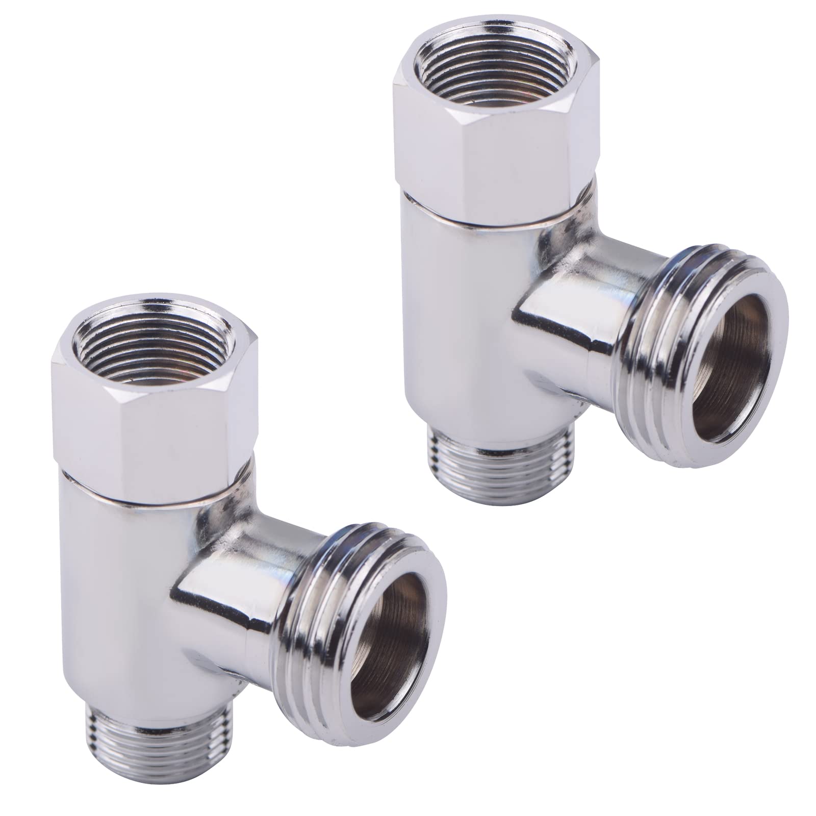 Photo 1 of Tsinghwang 2PACK 3-Way Tee Adapter, 3/8" x 3/8" x G1/2 Male, Brass Add-A-Tee Valve with Chrome Finish, Angle Stop Water Line Connector for Bidet, Faucet, Toilet, Dishwasher