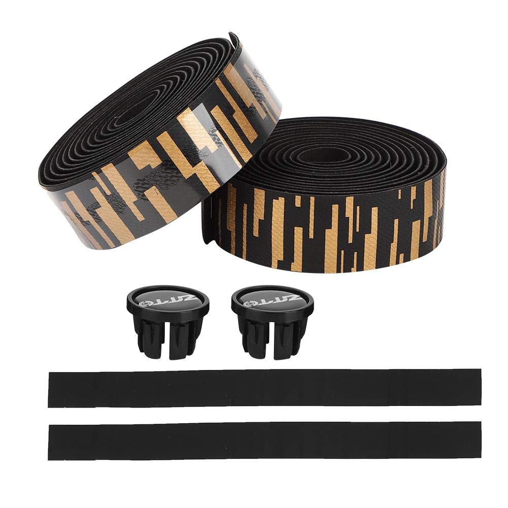 VBESTLIFE EVA/PU Road Bicycle Handlebar Tape Cycling Handle Wraps Bicycle Bar Tape Blue Black Black White Gold Black (Gold Black)