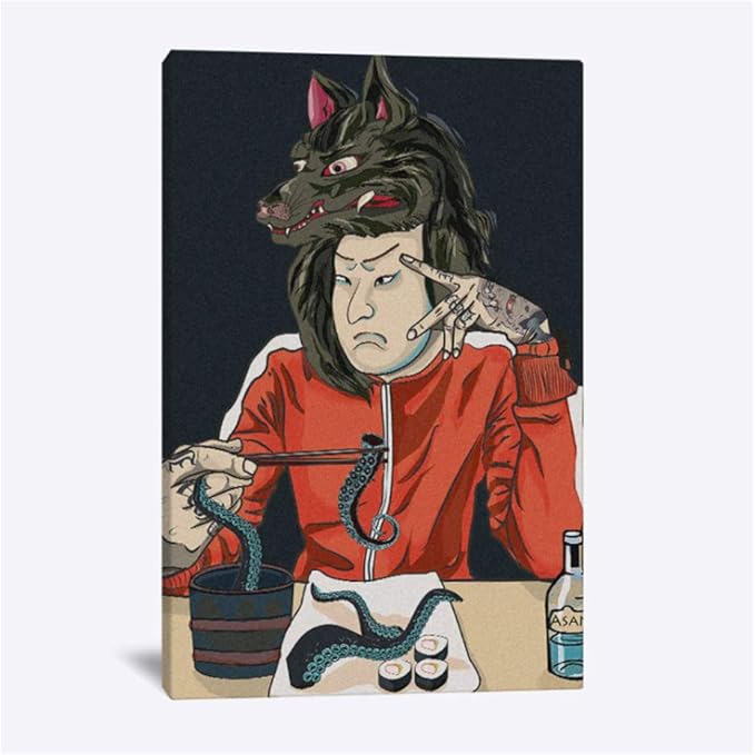 Suuyar Dibujos Animados De Samurai Japonés Lienzo De Arte De Pared Para