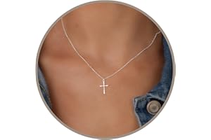 Annika Bella Small Cross Necklace, 925 Sterling Silver Faith Jewelry, Religious Tiny Pendant Charm Necklaces, Gift for Her (S