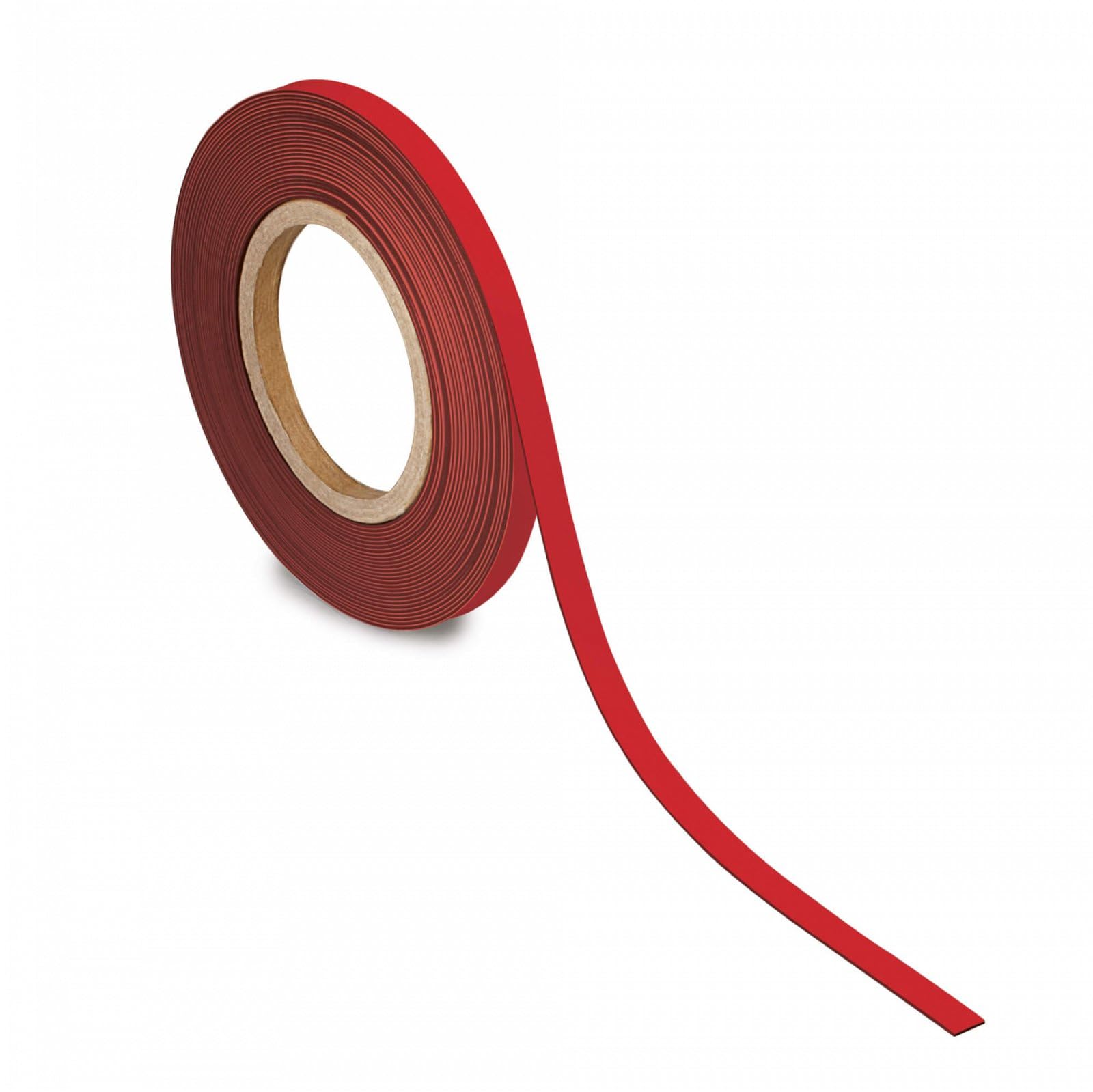 MAUL Labelling Tape 10 mm x 1 mm, Writeable Tape with Magnetic Backing, Versatile in Office, Workshop, Warehouse and Kitchen, Can Be Cut to Size, 10 m Length, Red